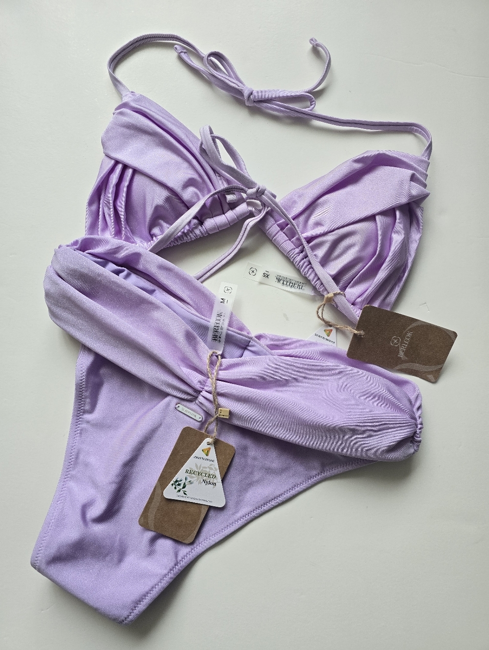 Berlook Lavender RuchedTriangle Bikini Set - Women Swim NWT - Picture 7 of 9